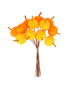 12 Mini calabazas con tallo en terciopelo naranja 13 cm