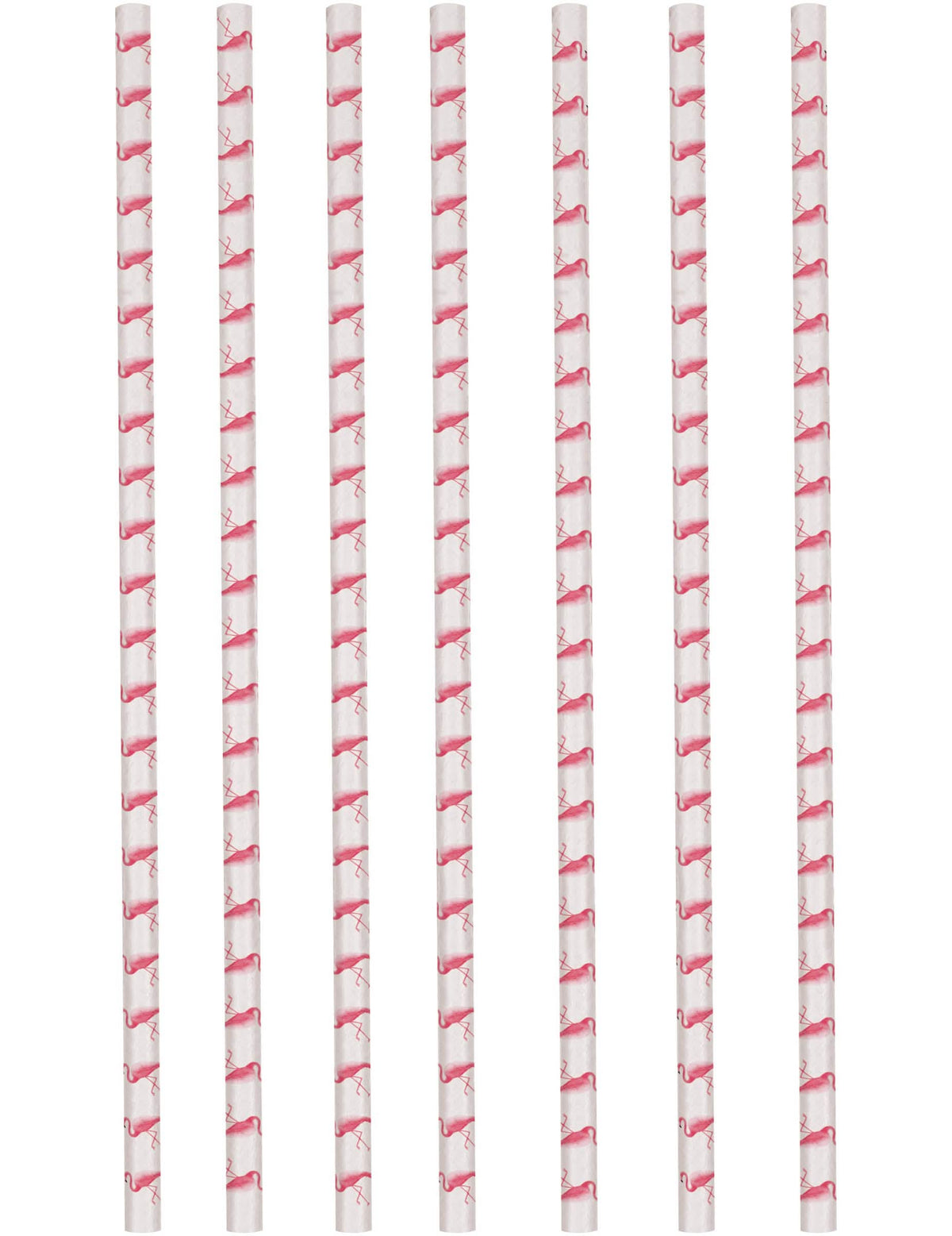 Pailles en carton flamingo paradise pour fête blanches avec motifs flamants roses