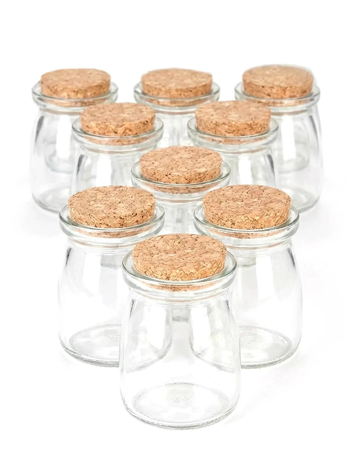 12 botes pequeños de cristal con tapón de corcho 7 cm
