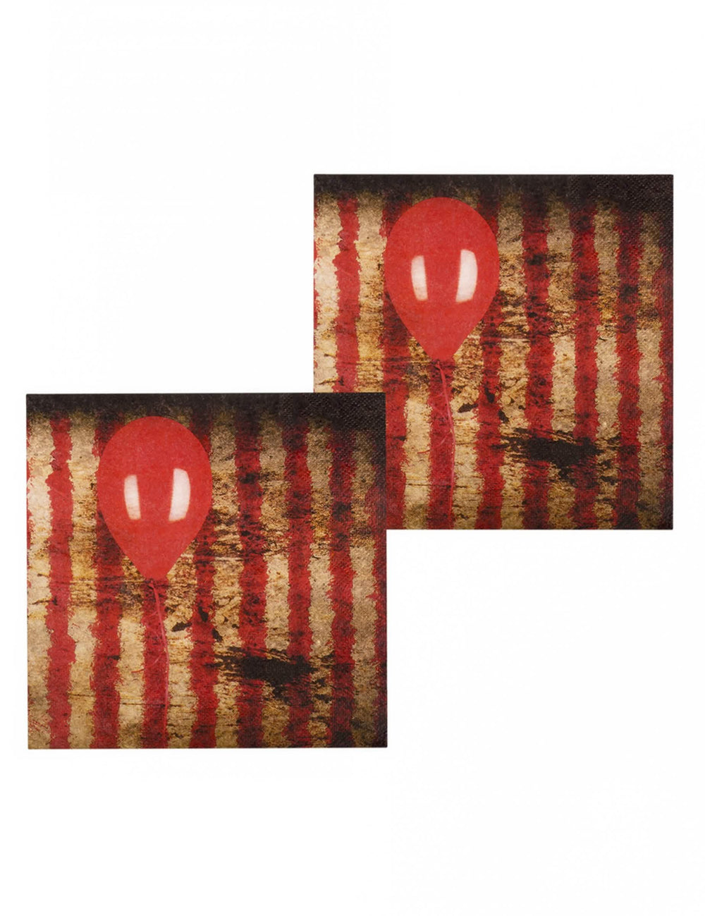 servilletas de papel Payaso aterrador para fiesta con motivo de globo rojo y rayas