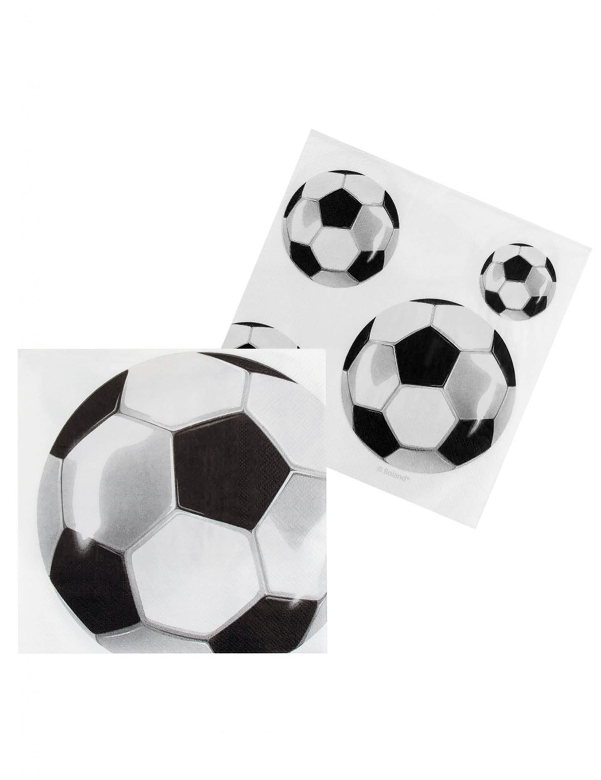 Vue à plat du motif de ballons des serviettes en papier Foot party