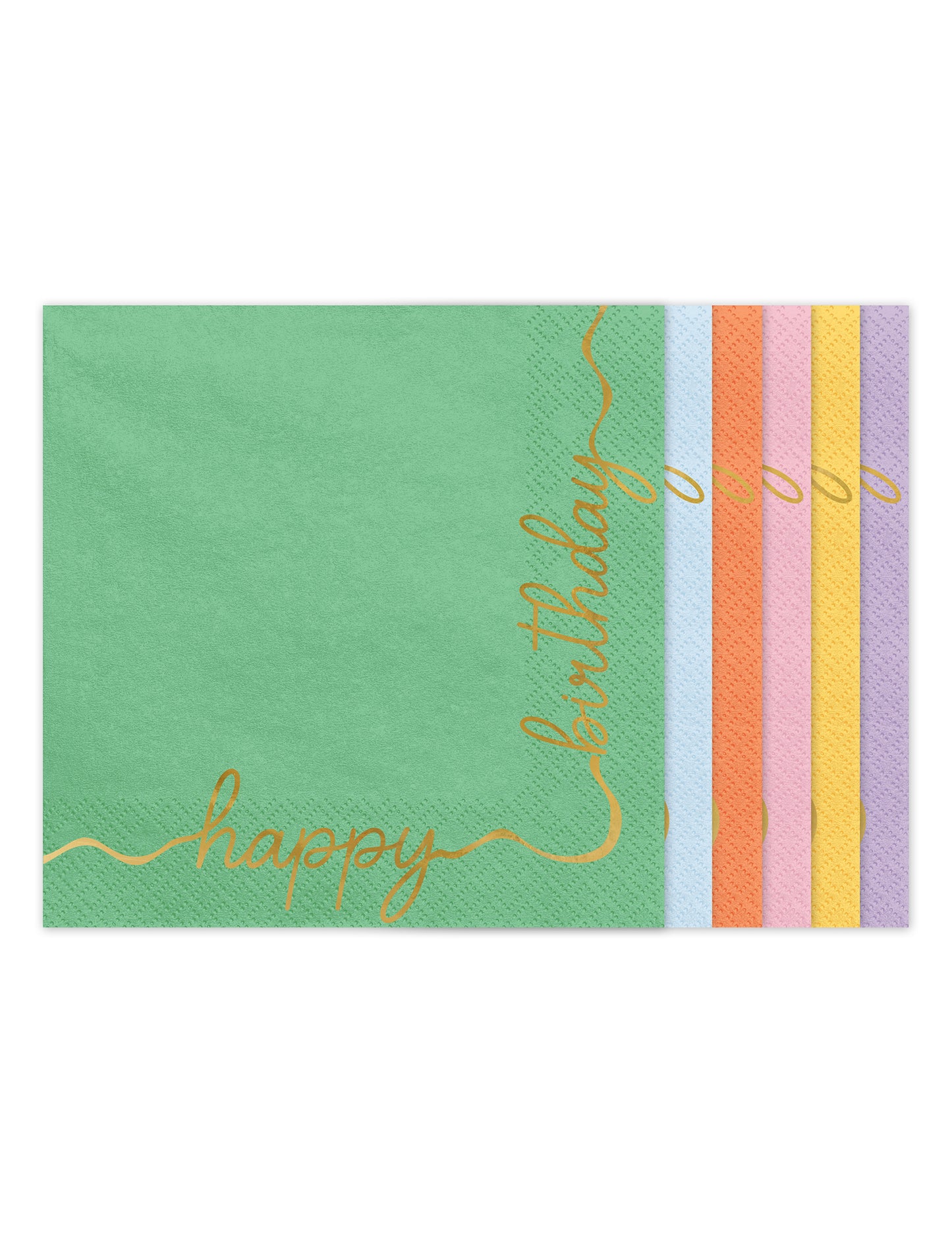 12 Servilletas de papel Happy Birthday pastel y oro 33 × 33 cm