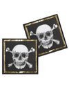 Détail du motif de tête de mort des serviettes en papier Pirate Jolly Roger