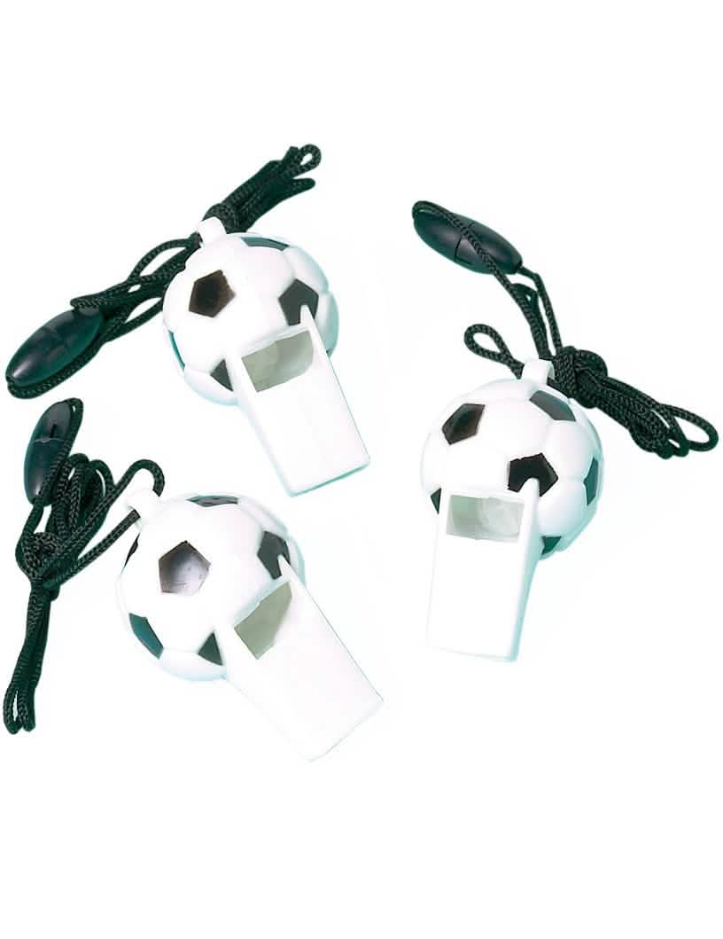 Sifflets Championship Soccer pour enfant blanc et noir avec cordon