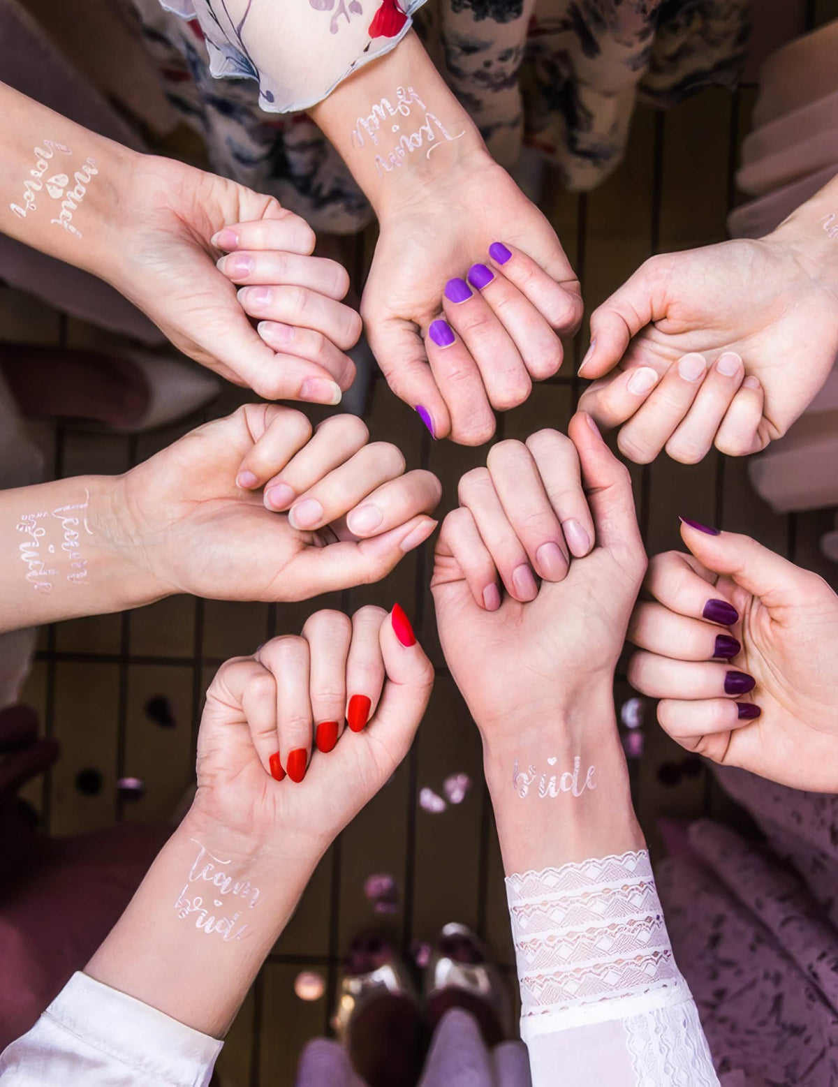 13 tatuajes temporales de oro rosa de la novia del equipo