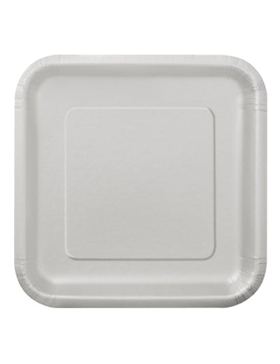 Assiettes carrées jetables en carton argent