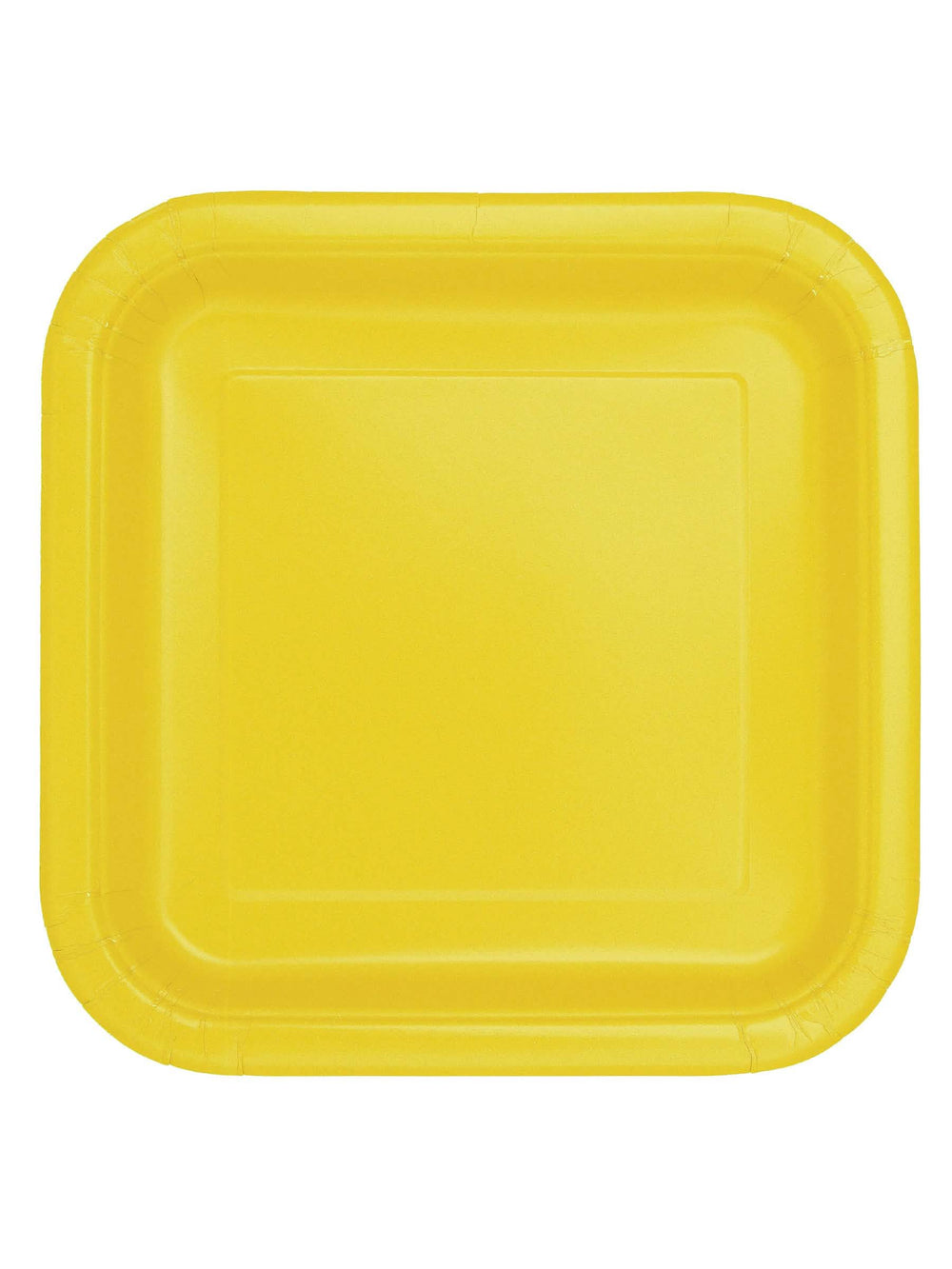 Assiettes carrées en carton pour buffet festif jaune fluo