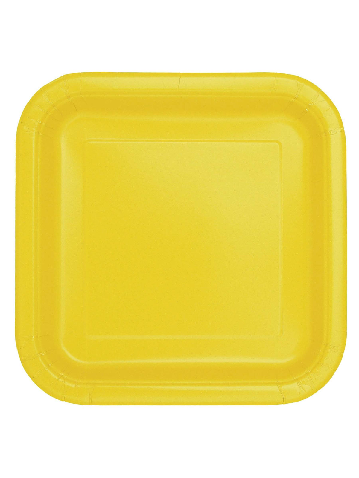 Assiettes carrées en carton pour buffet festif jaune fluo