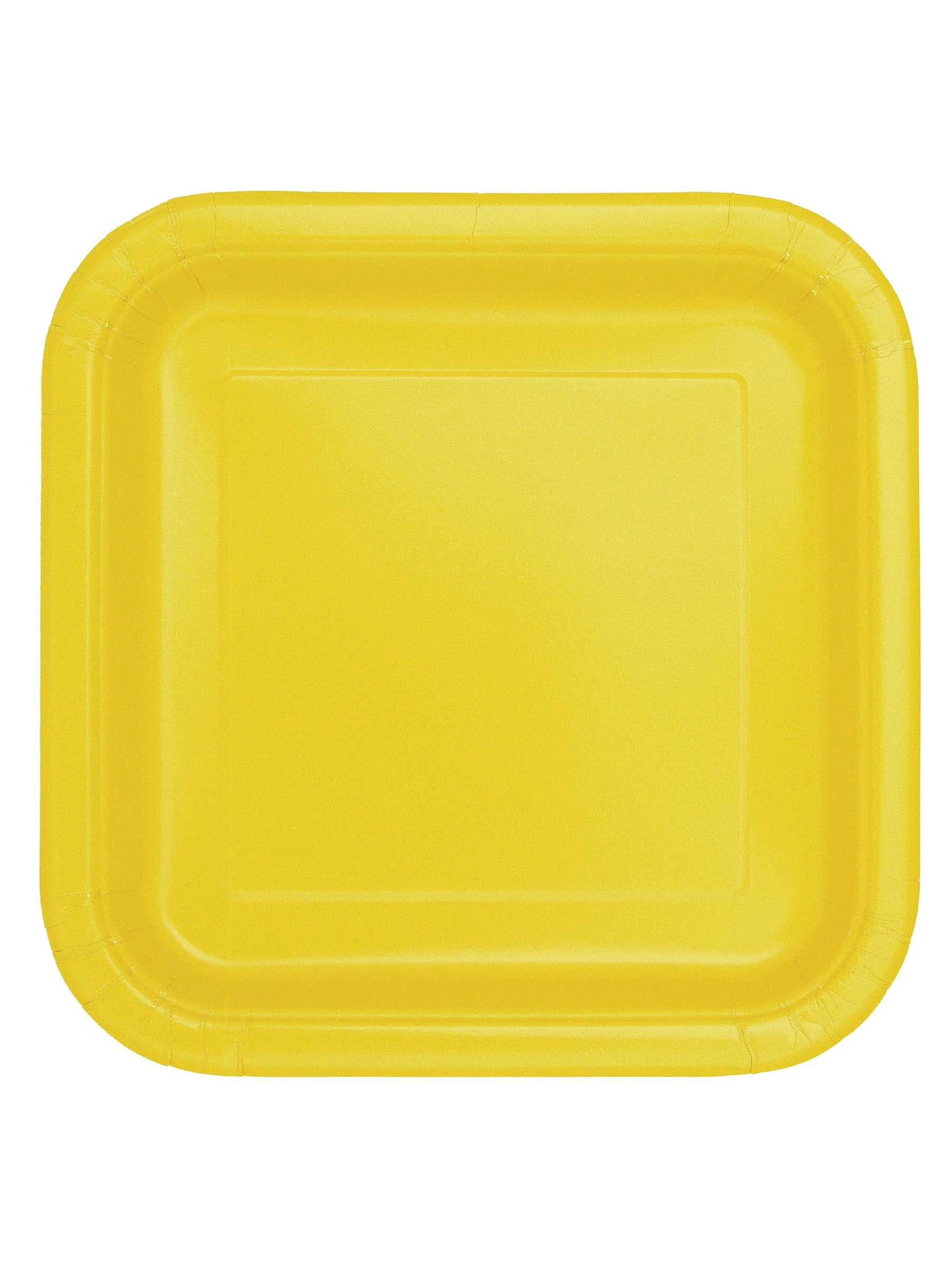 Assiettes carrées en carton pour buffet festif jaune fluo