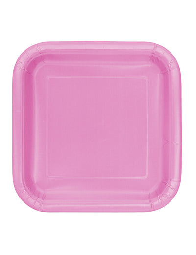 Assiettes en carton carrées pour fête roses