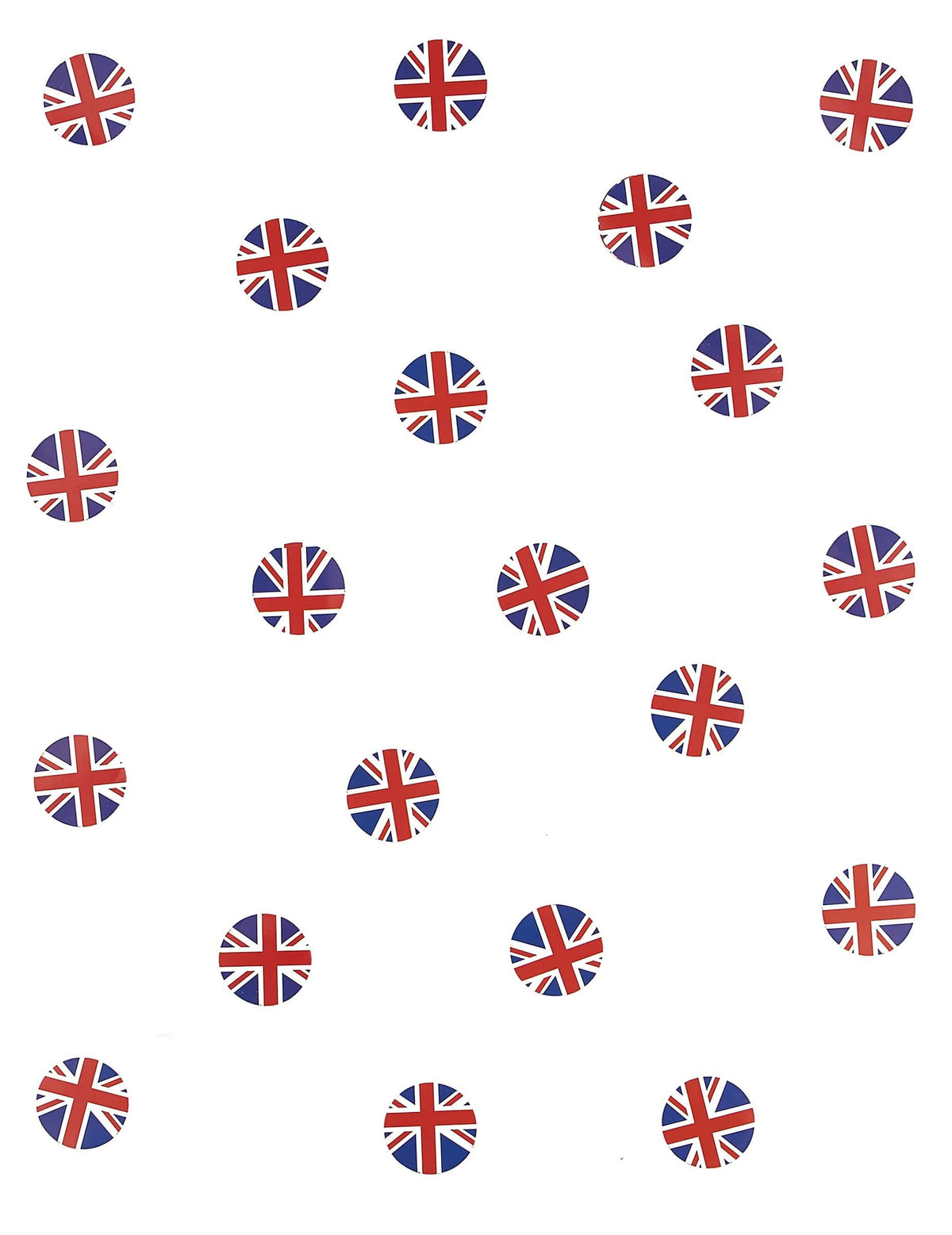 Détail du motif rond des confettis de table drapeau Royaume-Uni