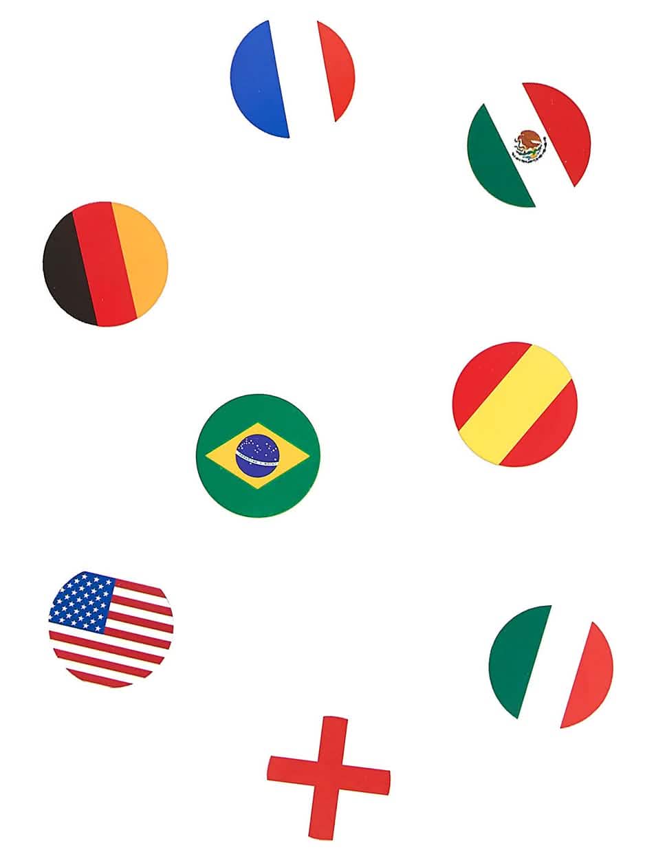 Confettis de table drapeau multi-nations pour fête multicolores ronds