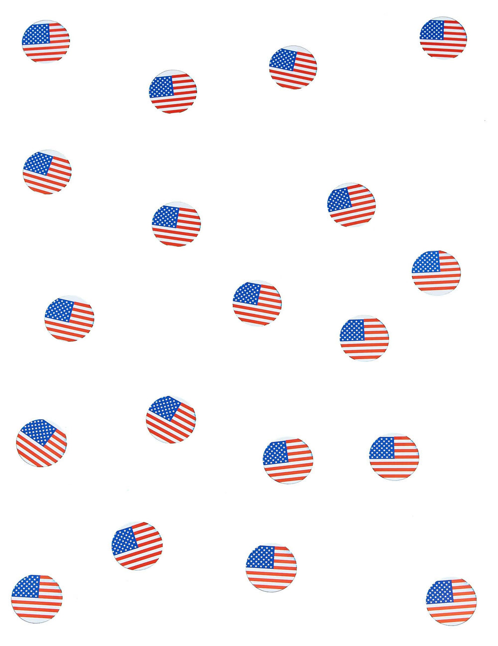 Vue d'ensemble de la répartition des confettis de table drapeau USA