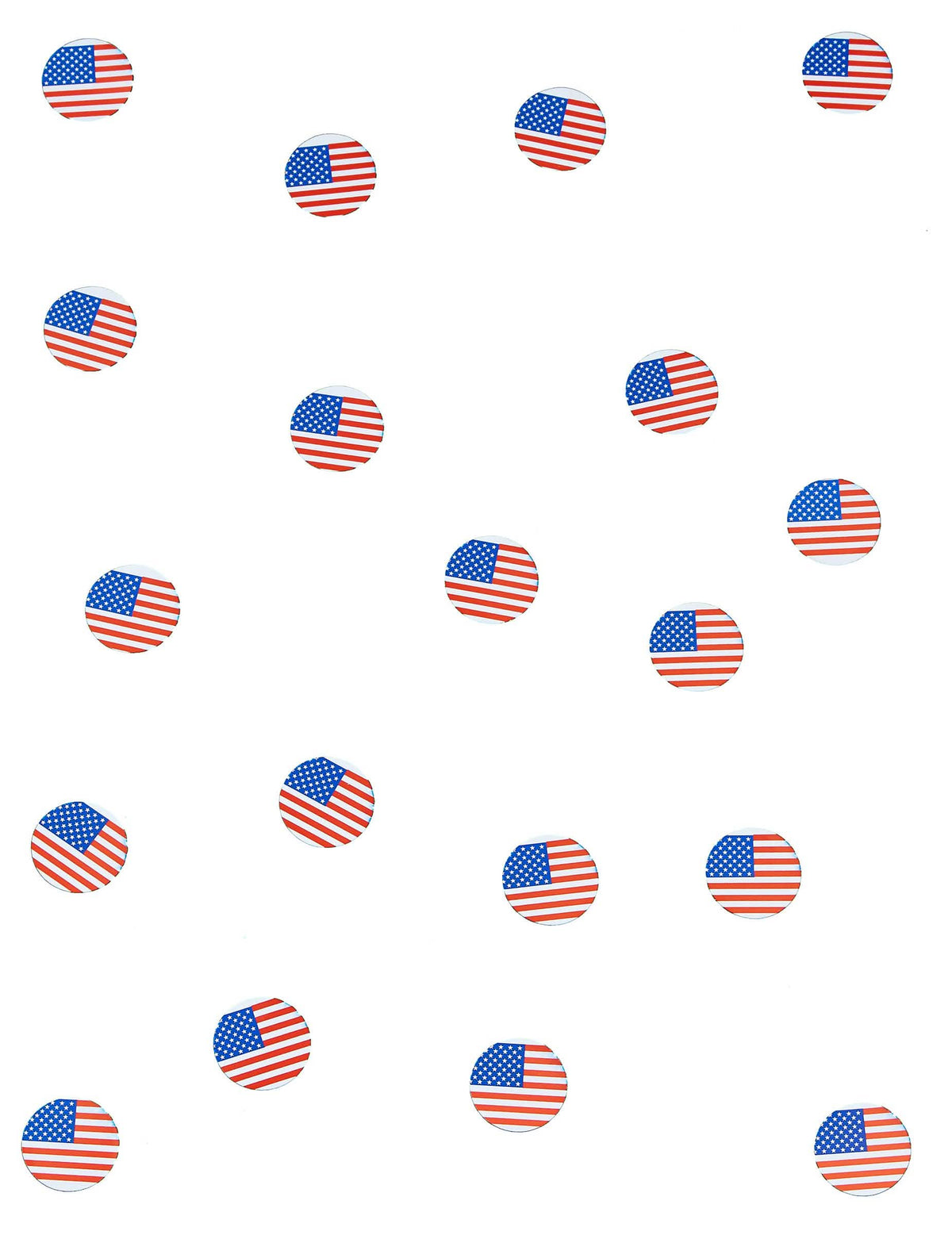 Vue d'ensemble de la répartition des confettis de table drapeau USA