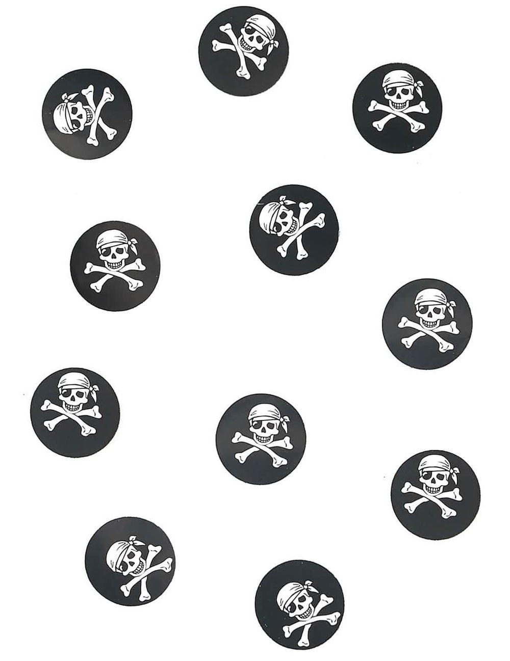 Confettis de table pirate pour fête noir et blanc avec tête de mort