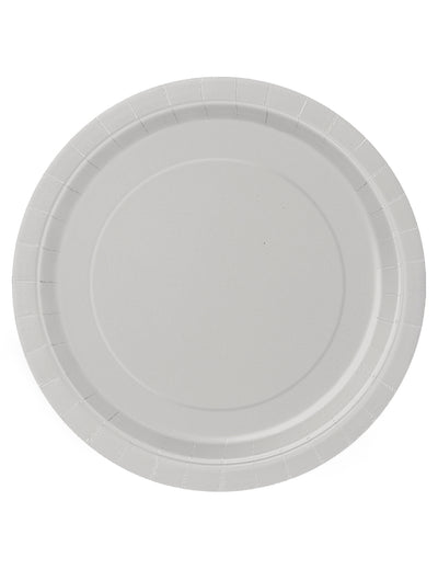 Assiettes en carton rondes festives argent
