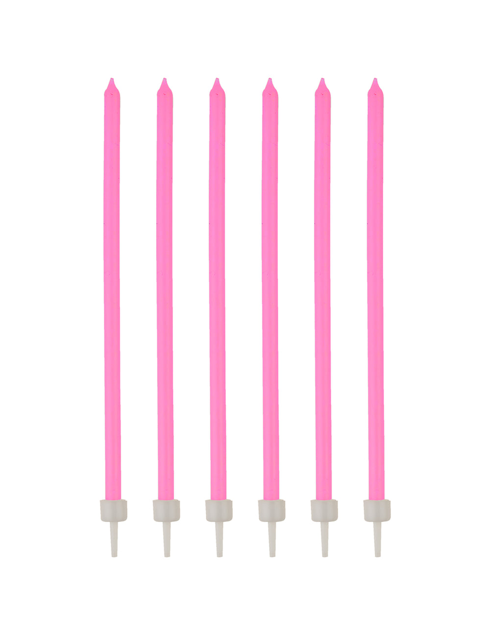 Bougies fines avec bobèches d'anniversaire pour fête rose
