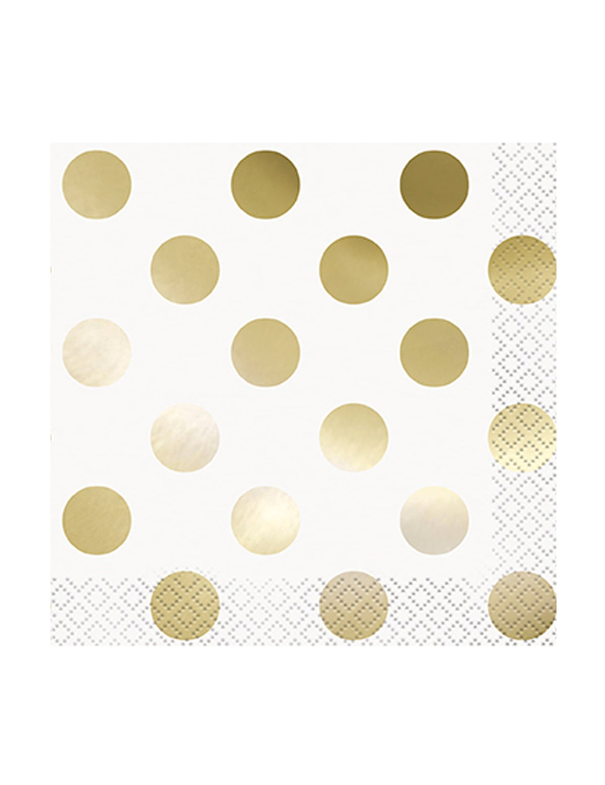 Serviettes en papier à pois pour mariage blanc et or