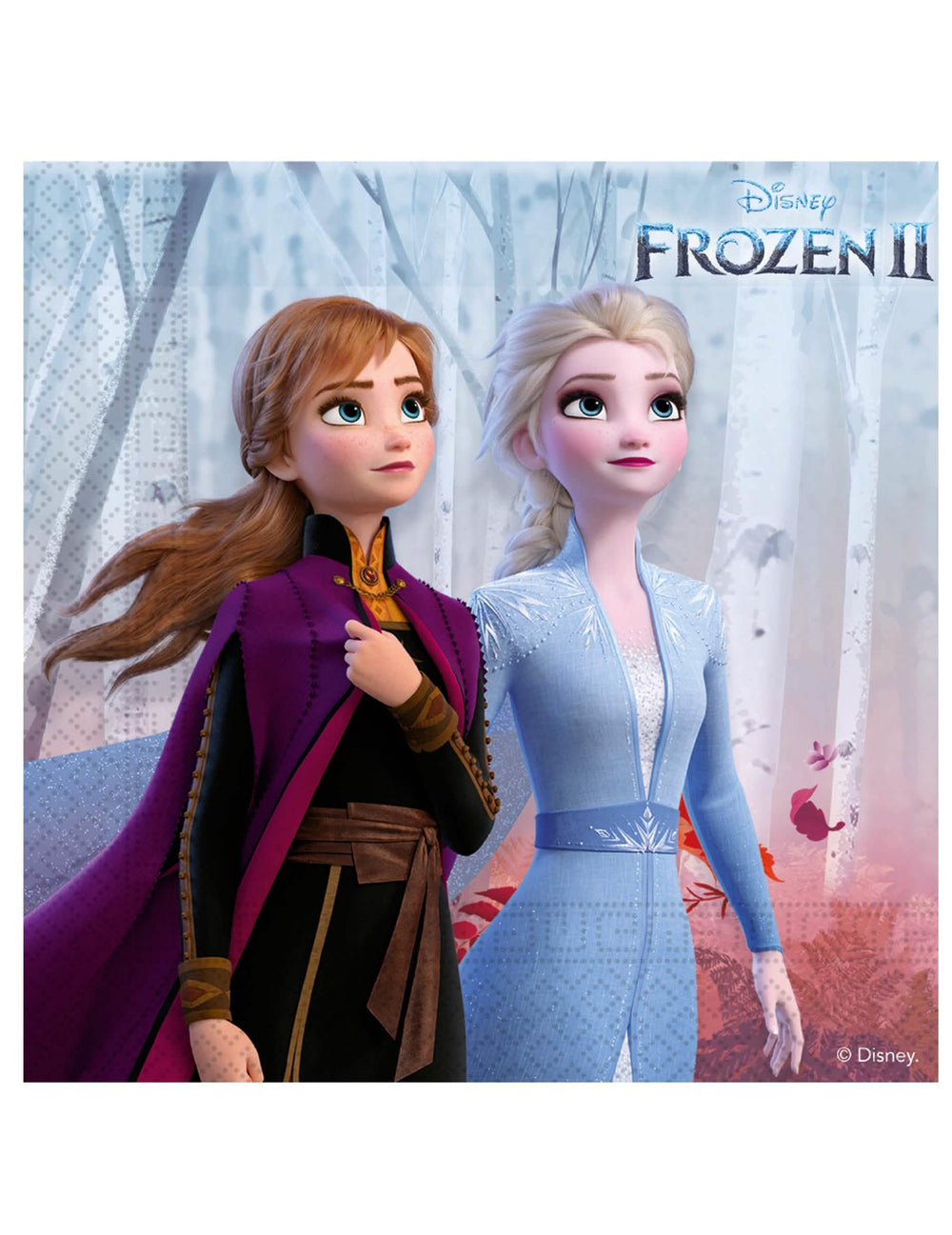 servilletas de papel Frozen 2 para niño azul y violeta con Anna y Elsa