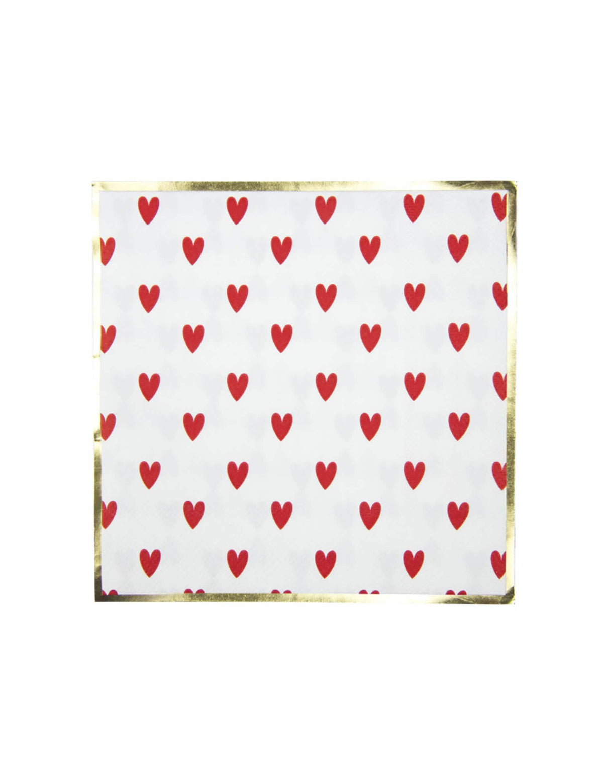 Serviettes en papier cœurs rouges pour fête blanches avec bordure dorée