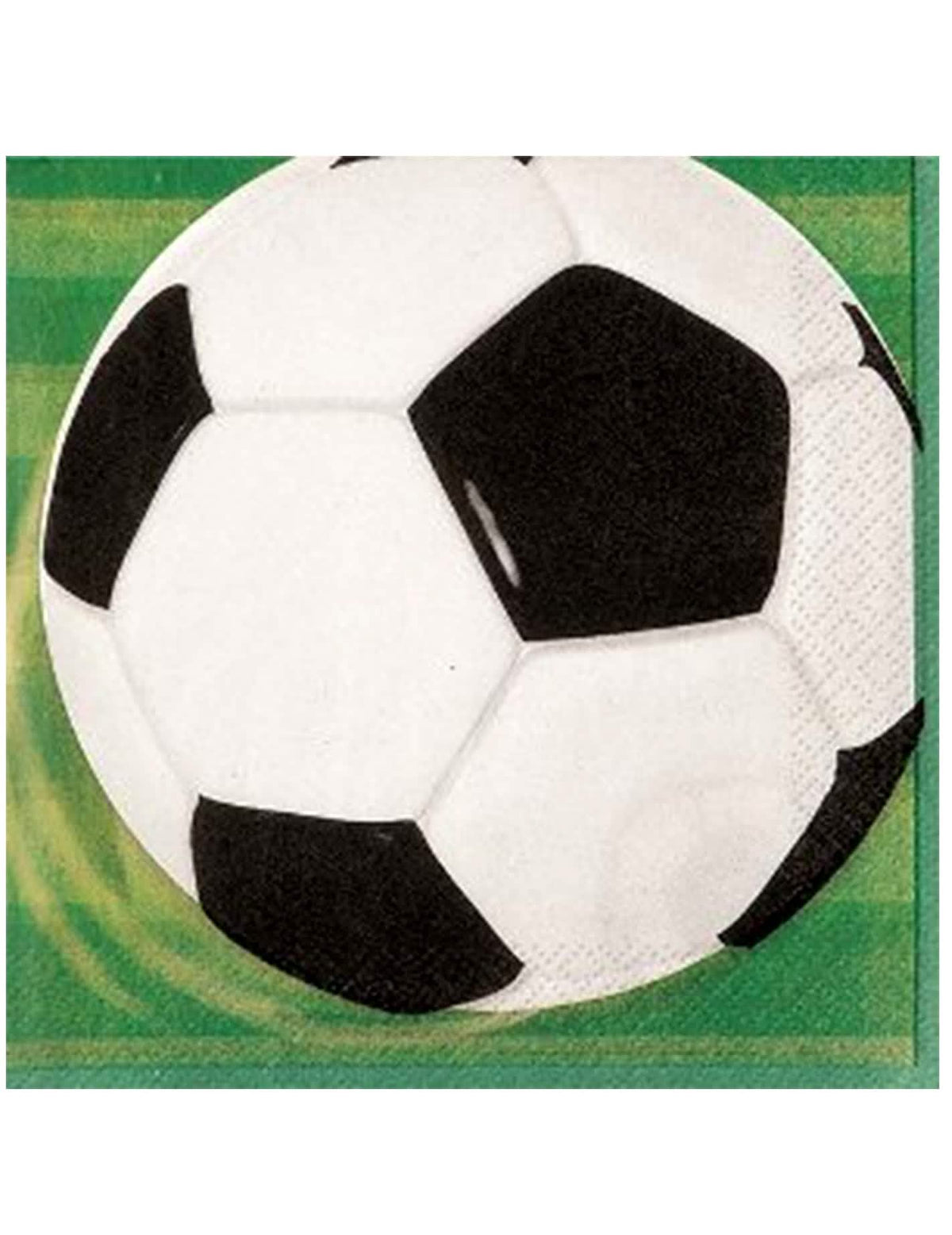 Serviettes en papier foot ballon 3d noir et blanc sur fond vert