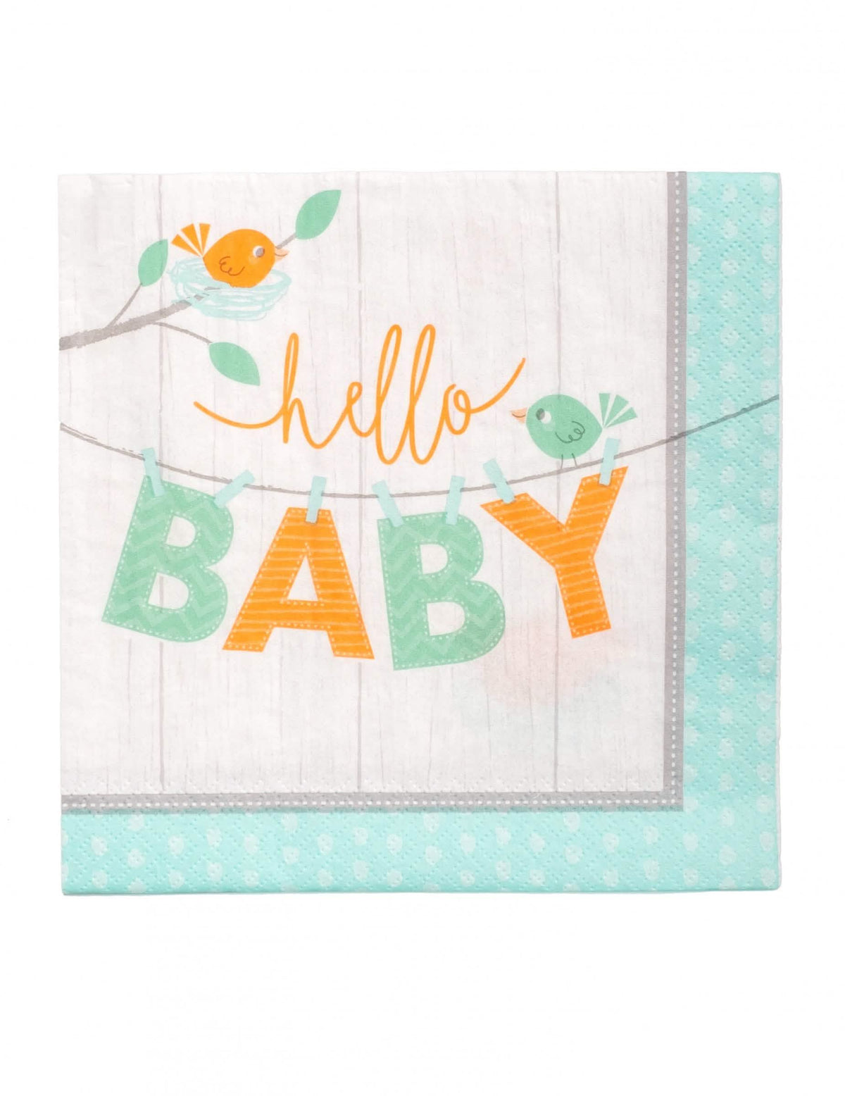 servilletas de papel hello baby oiseaux pour baby shower azul