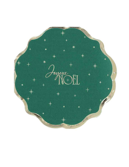 16 servilletas Feliz Navidad atemporal verde inglés y dorado 32 x 32 cm