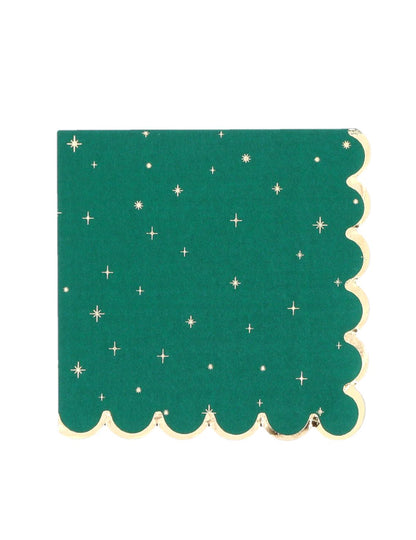 16 servilletas Navidad atemporal verde inglés y dorado 33 x 33 cm
