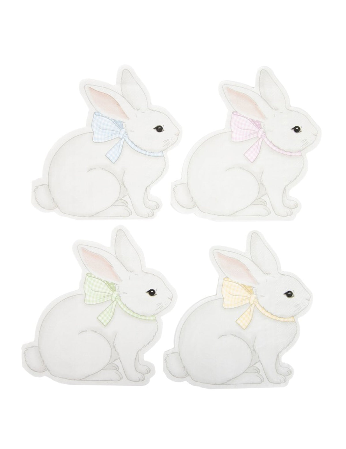 Serviettes en papier Mon Lapin blanches avec nœuds vichy multicolores