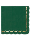 Serviettes festonnées en papier Noël pour fête vert et or