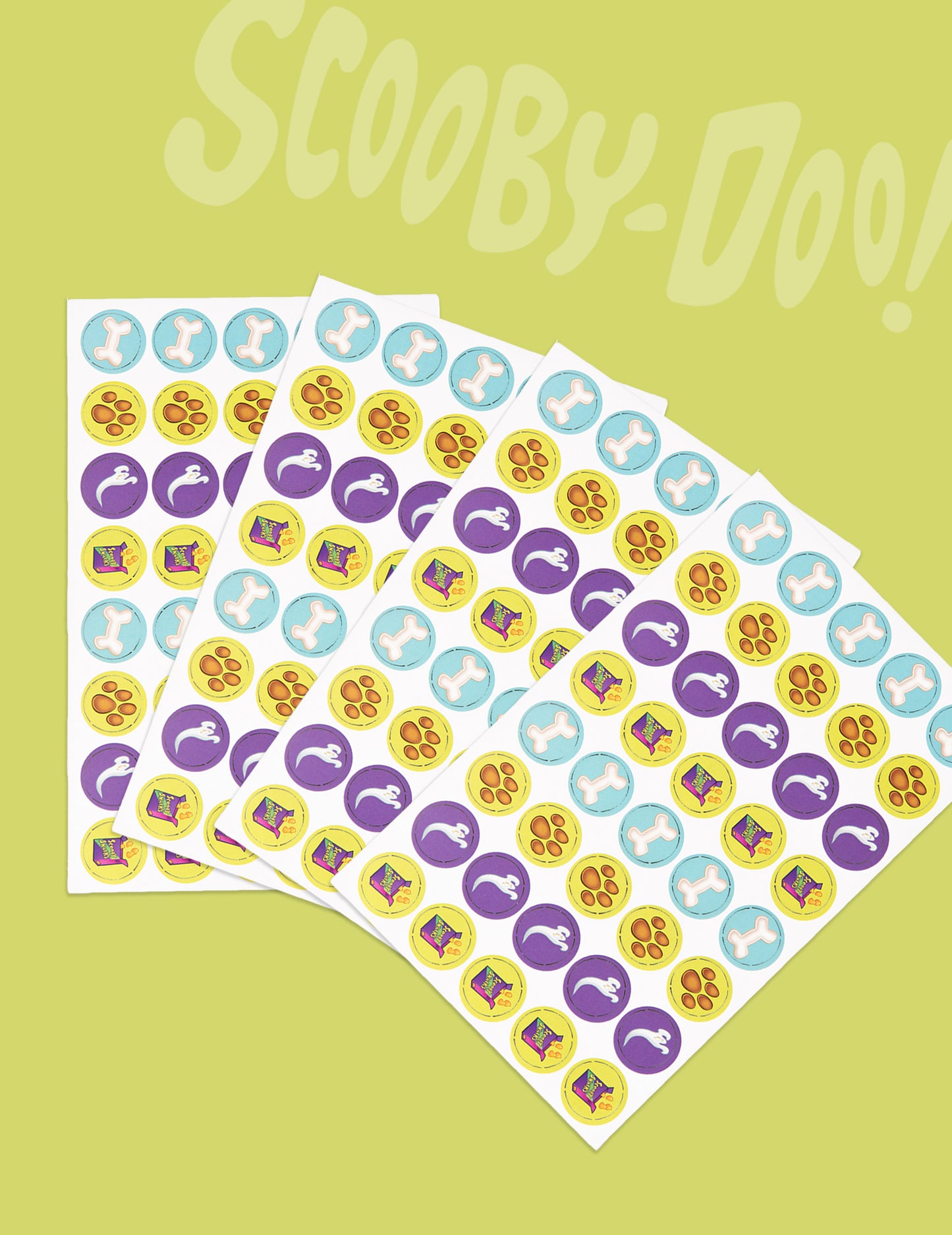 Vue d'ensemble des planches de confettis Scooby-Doo