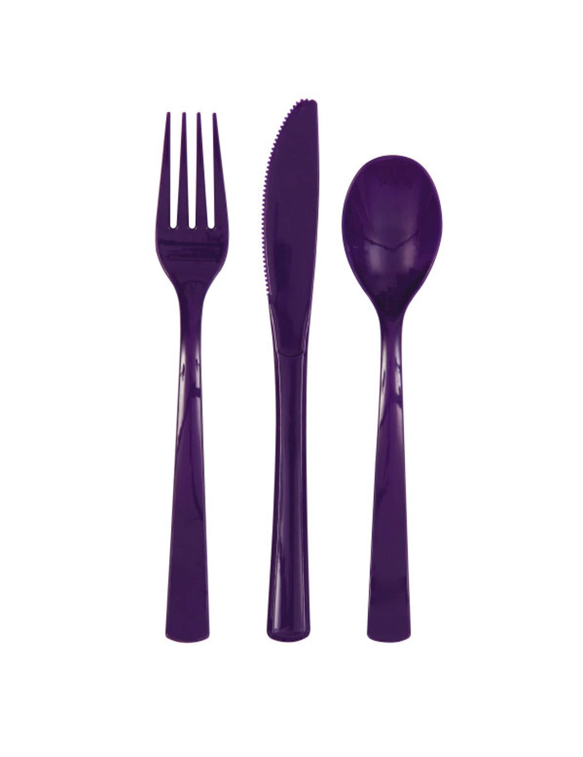 Surtido de cubiertos de plástico violeta oscuro
