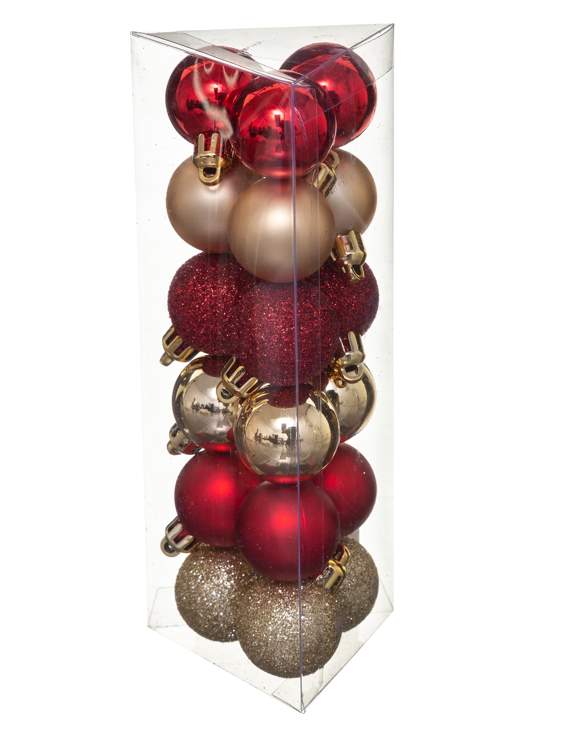 Boules de Noël pour décoration rouge et or pailletées mates et brillantes