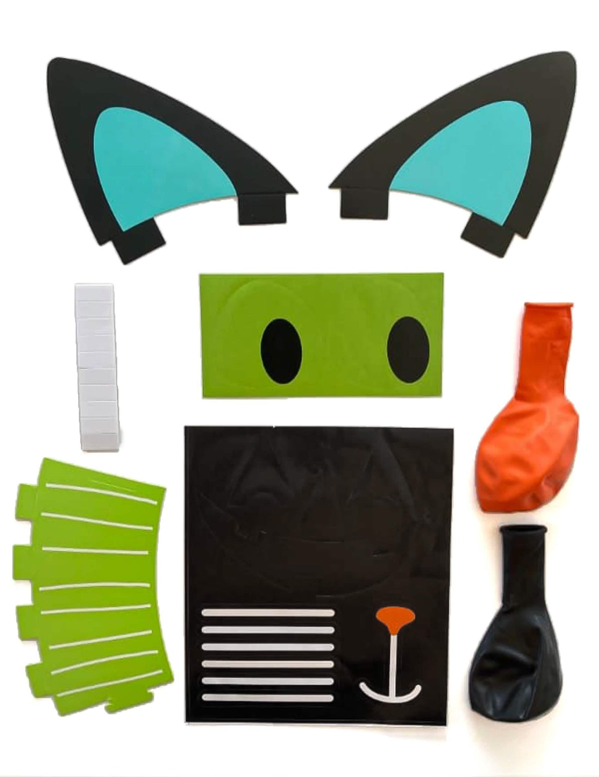 Detalle de los accesorios y pegatinas de los globos de látex DIY halloween Friends