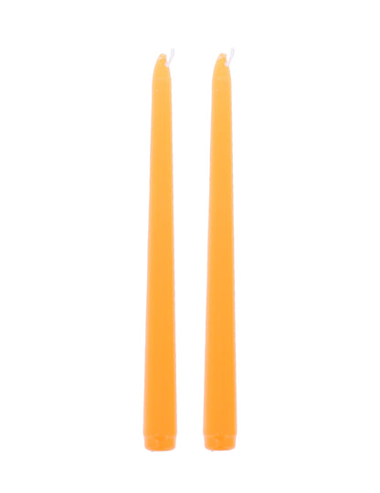 2 velas tipo candelabro naranjas 25 cm