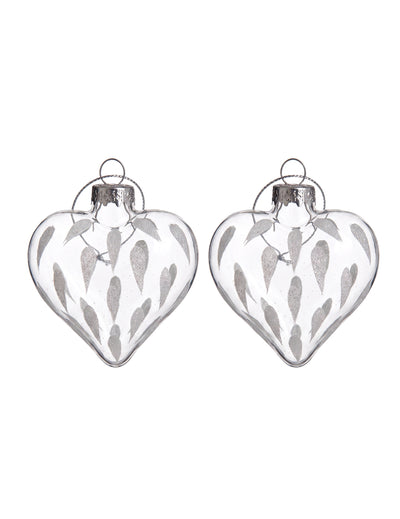 2 bolas de nieve de cristal en forma de corazón esmerilado de 6 cm para colgar