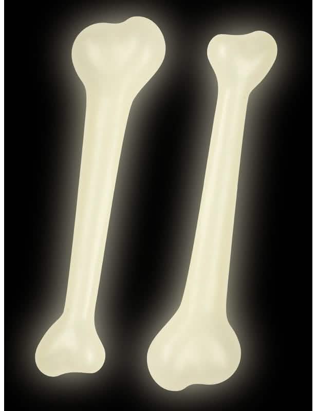 Efecto luminoso en la oscuridad del lote de 2 huesos fosforescentes
