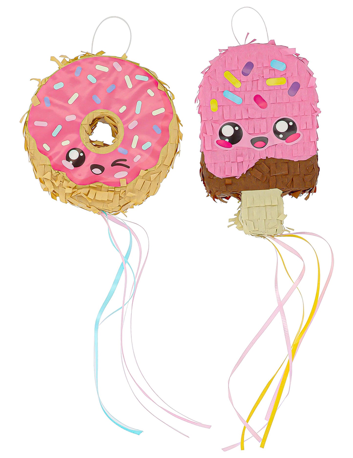 2 Mini piñatas Kawaï Party dónut y helado 15 cm