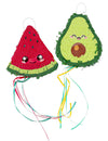 2 Mini piñatas Kawaï Party sandía y aguacate 15 cm