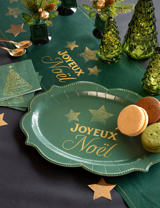 2 bandejas Navidad Centelleante verde abeto 36 x 26 cm