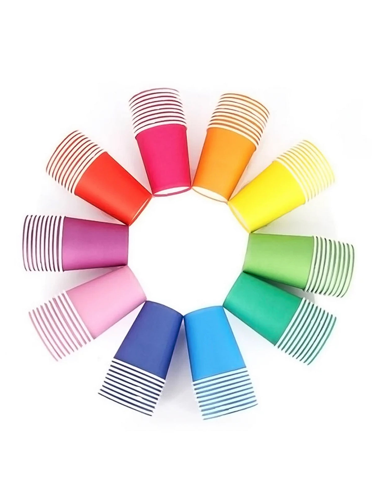 Vue des différents coloris disponibles des gobelets américains en carton recyclable jaune pastel