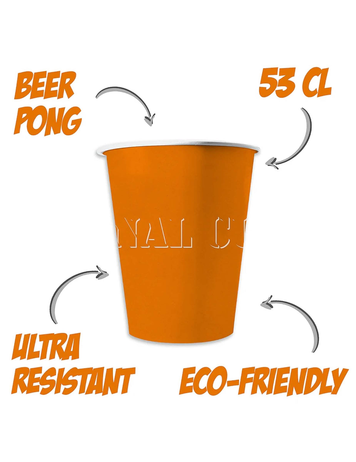 Détails techniques des gobelets américains en carton recyclable orange