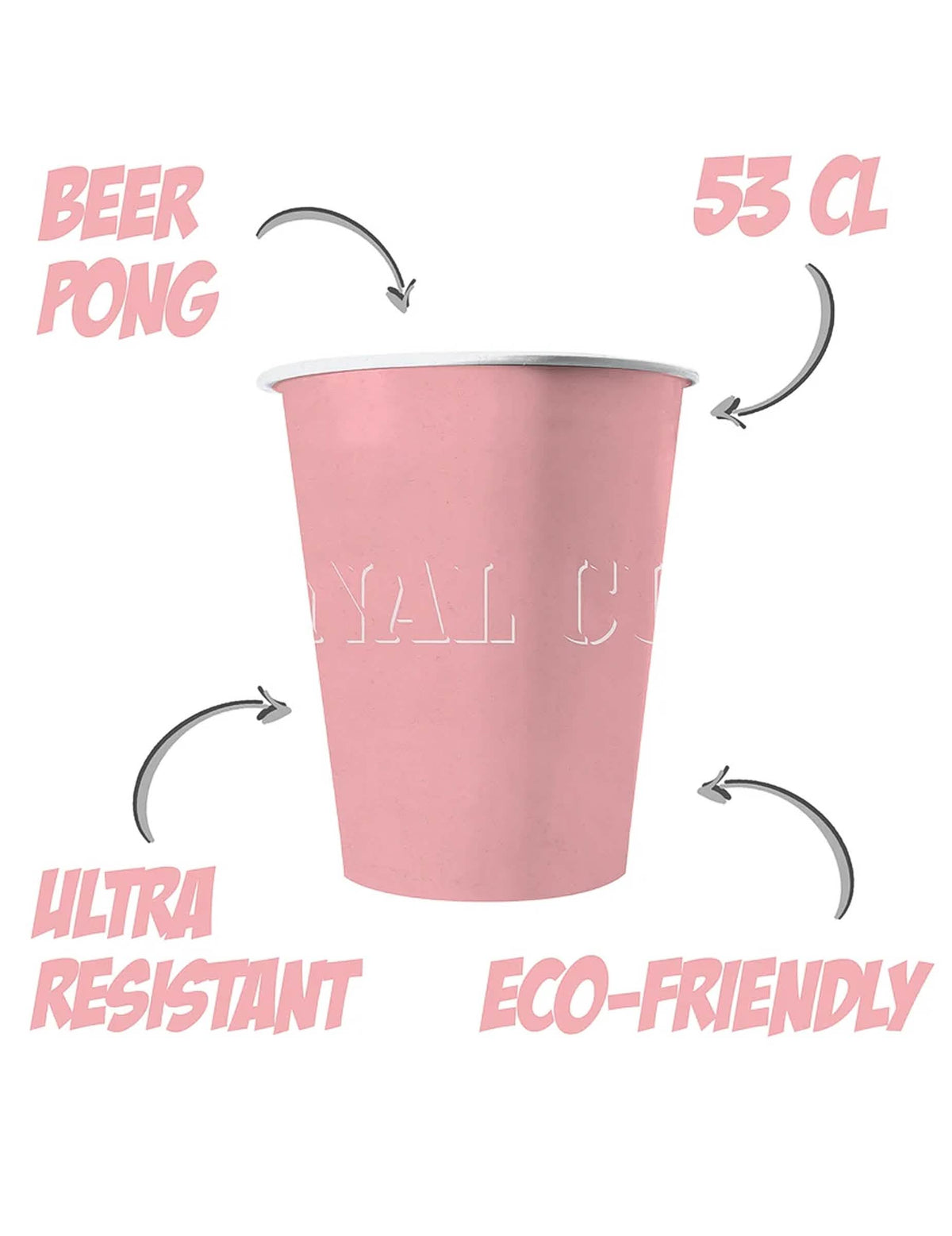 Détails des caractéristiques des gobelets américains rose pastel en carton recyclable