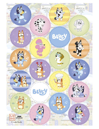 20 Mini discos de oblea Bluey y Bingo™ 3,4 cm
