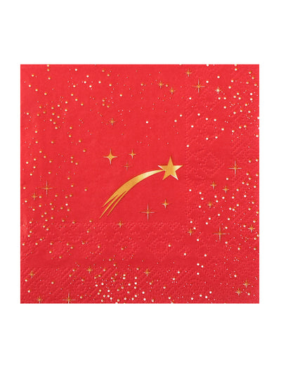 20 servilletas pequeñas Estrella Fugaz rojas 25 x 25 cm