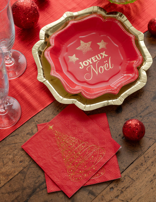 20 servilletas pequeñas Navidad Centelleante rojas 25 x 25 cm
