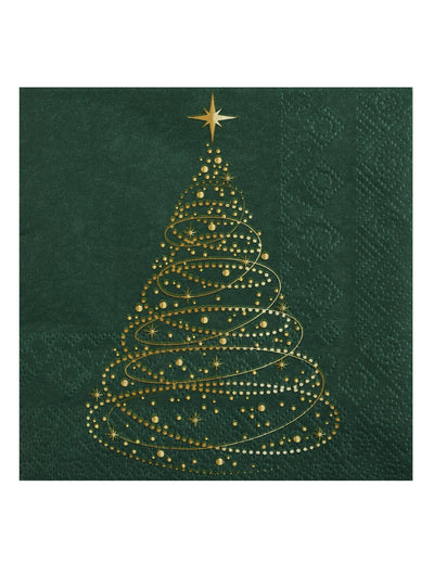 20 servilletas pequeñas Navidad Centelleante verde abeto 25 x 25 cm