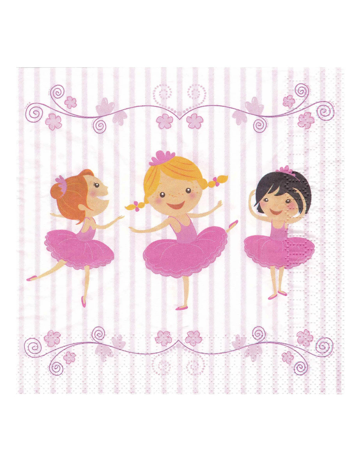 servilletas de papel bailarinas para niño rosa y blanco a rayas