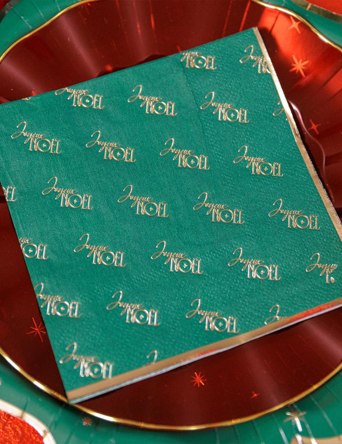 20 servilletas de cóctel Feliz Navidad atemporal verde y dorado 24 x 24 cm