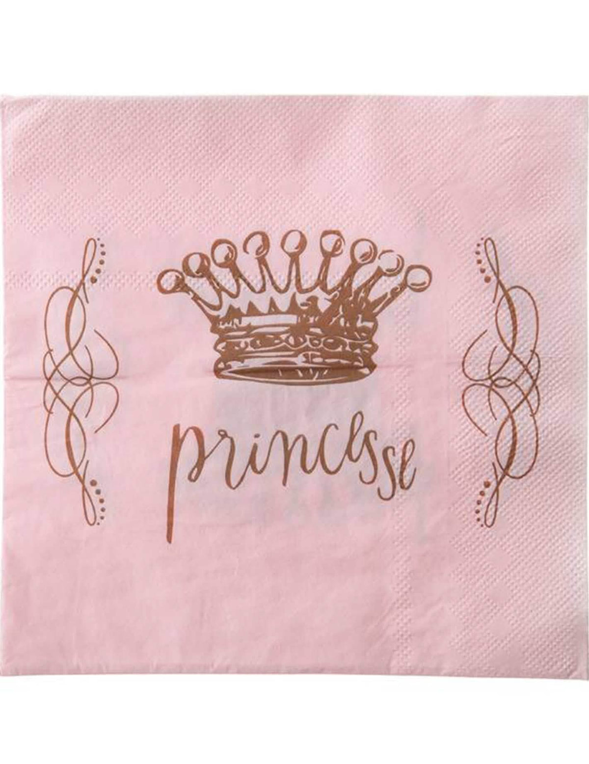 servilletas de papel princesa para fiesta rosa con corona